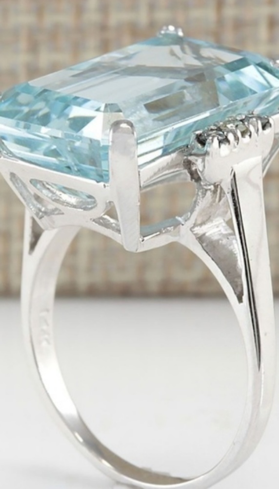 AQUAMARINE 925 S SILVER RING & GIFT - Picture 4 of 5